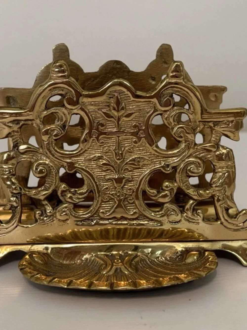 Maitland Smith Ornate Brass Letter or Napkin Holder Hand Made In India